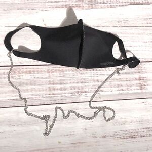 Handcrafted Silver Tone Chain for face mask custom made with bling charm NWT 29”